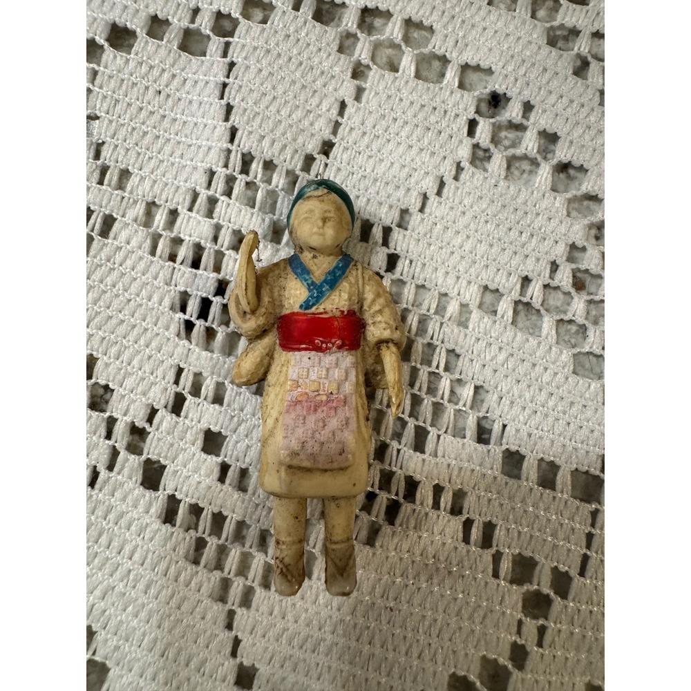 Vintage Miniature Japanese Figure Celluloid Plastic Kimono Geisha 2 Inch Antique